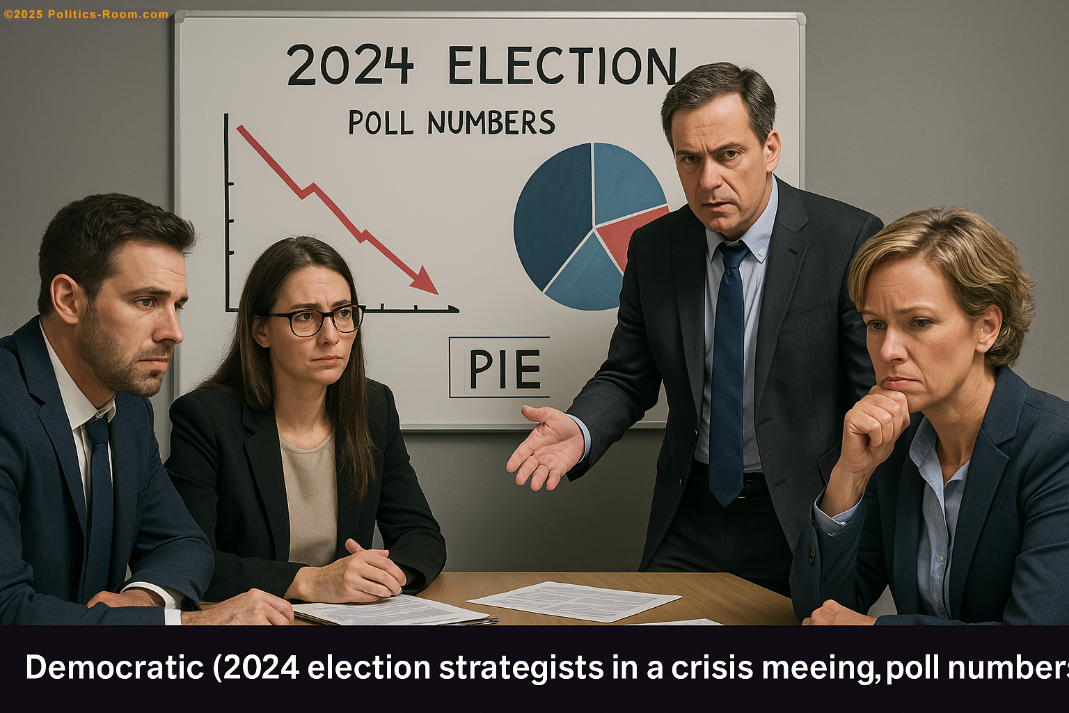 Democratic strategists in a crisis meeting, looking at concerning poll numbers