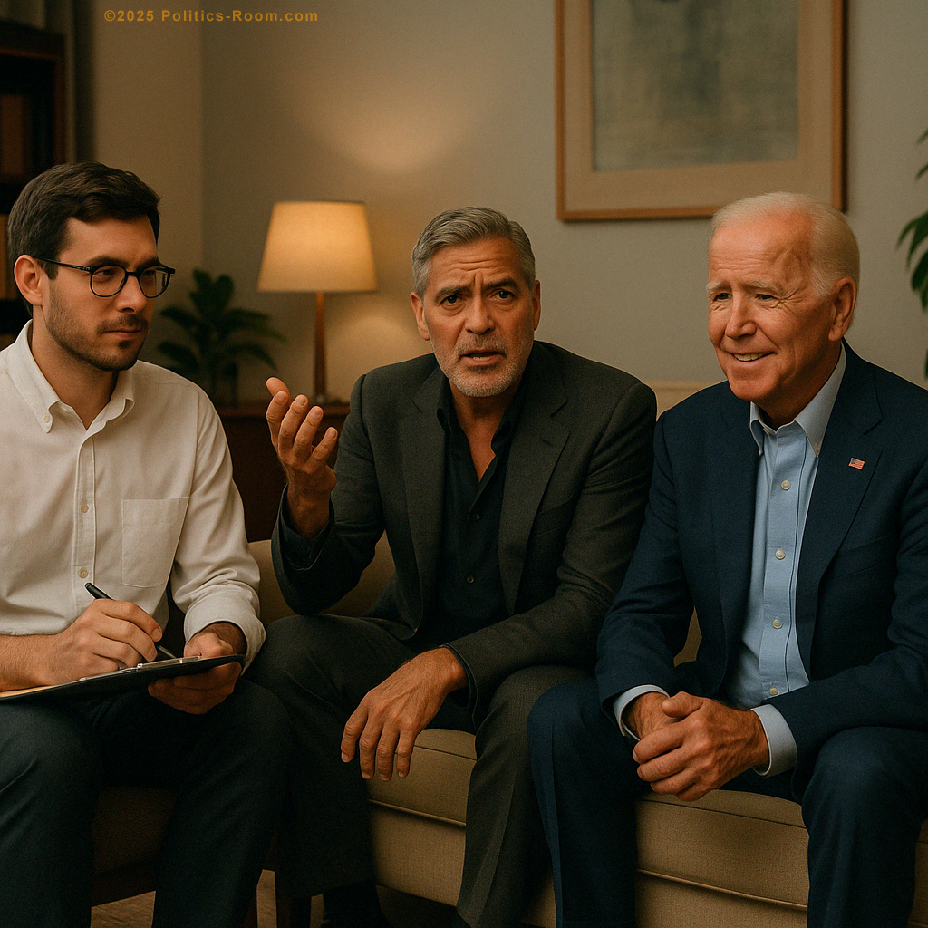 Dr. Marcus Bennett in 'Couch Room' with George Clooney and Joe Biden.